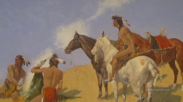Indianer und Cowboy Werke - das Rauchsignal 1905 Frederic Remington Indiana Cowboy